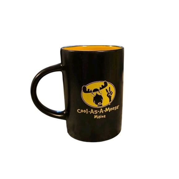 Cool As A Moose Maine Black Yellow Coffee Cup - Picture 1 of 4